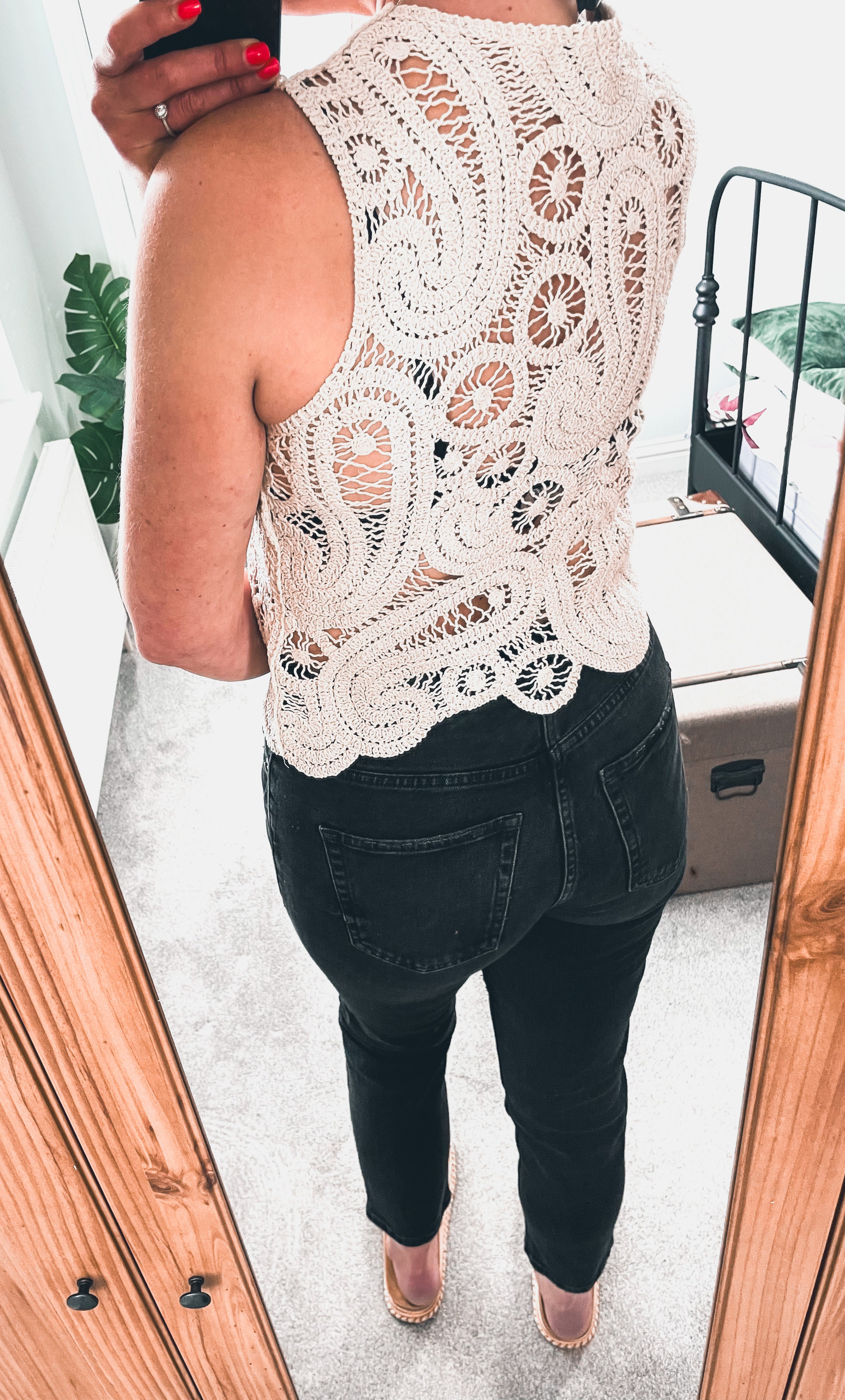 Embellished Sleeveless Crochet Top