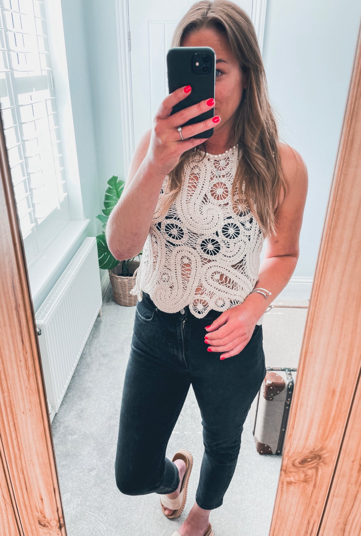 Embellished Sleeveless Crochet Top