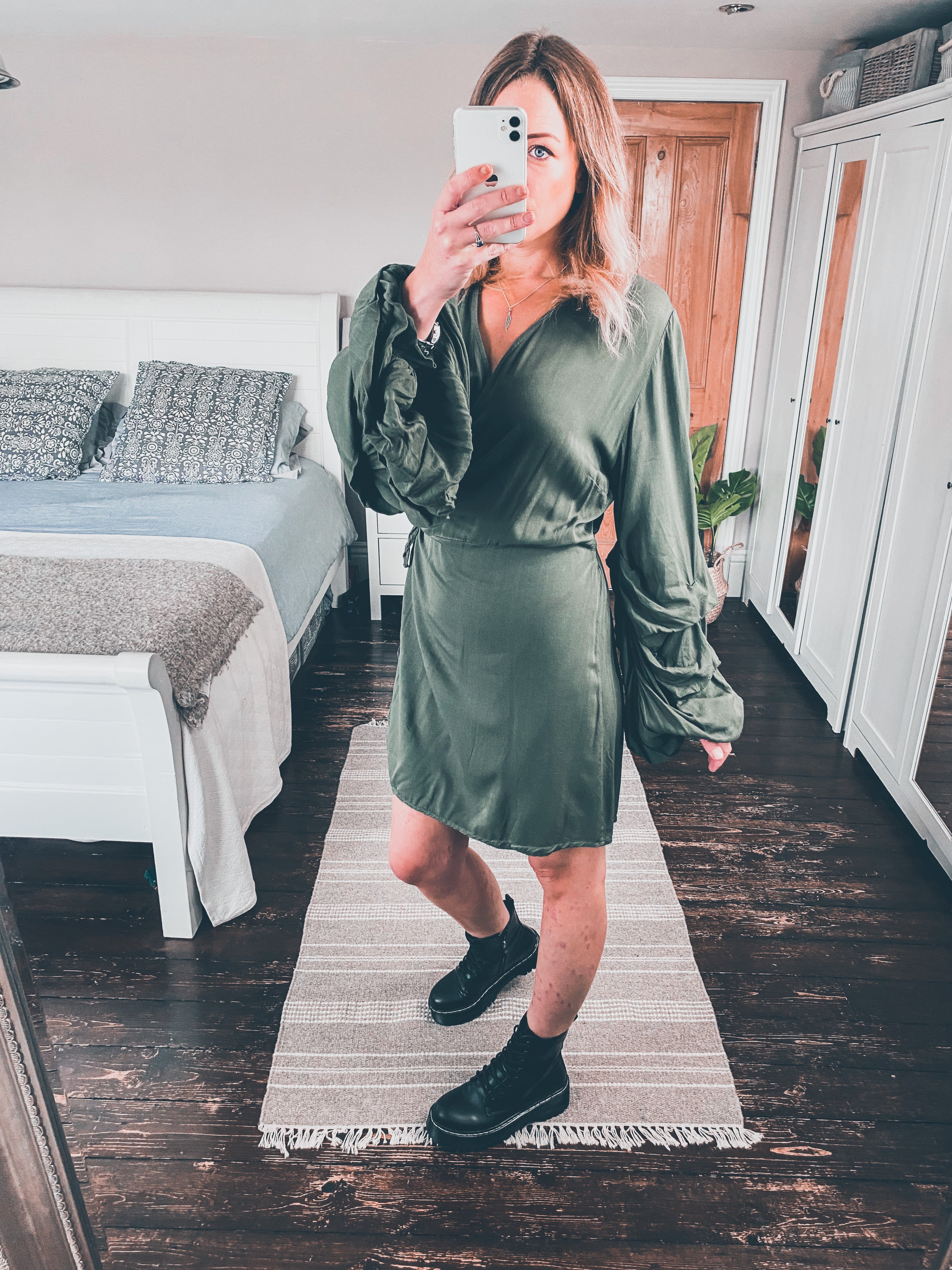 Ruffle Sleeved Wrap Dress