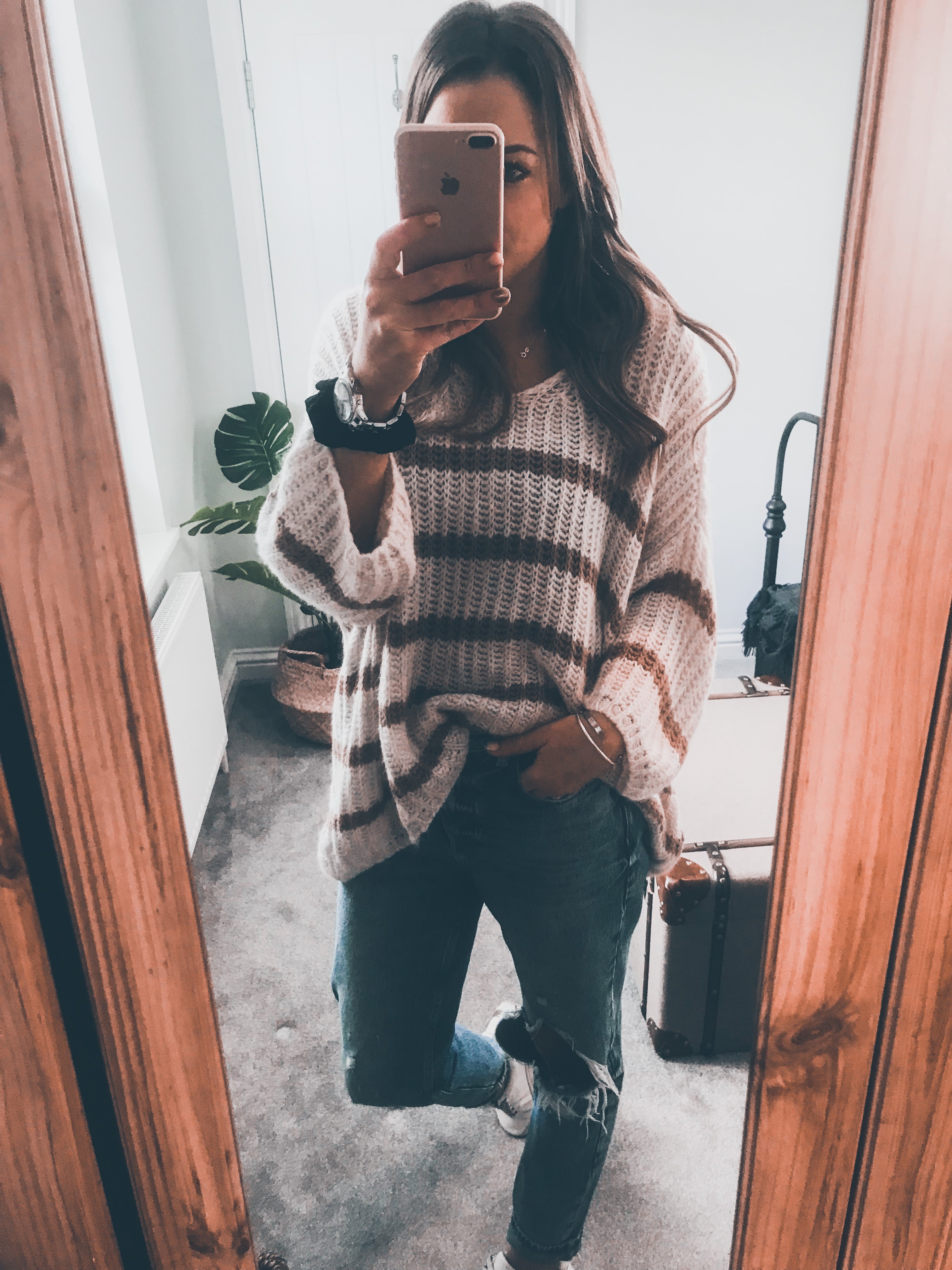 Oversized clearance striped jumper